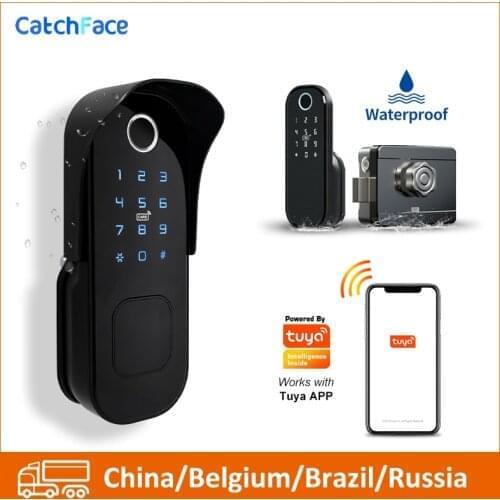 Wifi Keyless Remote Control Digital Door Lock Tuya Smart Home Fingerprint Electronic Smart Lock Waterproof Outdoor Gate Lock