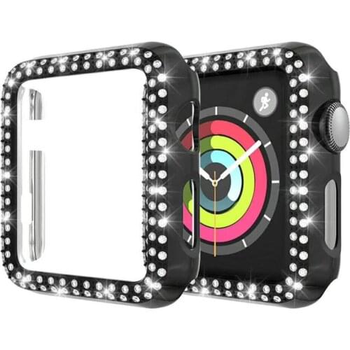 Double Diamond pc plastic cover For Apple watch case band 40mm 44mm 38 42mm bumper For iwatch series 5 4 3 2 1