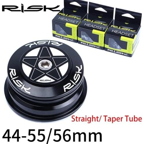 RISK 44-55mm Bicycle Headset for Tapered Headtube 44-56 Bike Double Bearing Headset for 1.5 Taper Fork / 28.6mm Straight Fork