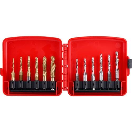 Hot 12Pcs/Set M3-M10 Thread Tap Screw Taps Hex Shank Titanium Plated HSS Screw Thread Metric Inch Tap Drill Bits Tapping Tool