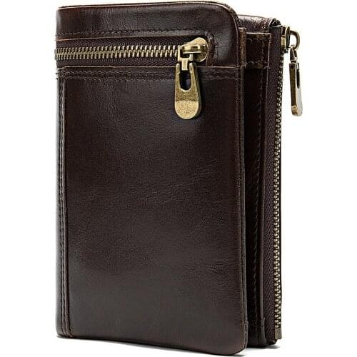 Genuine Leather Men Wallet Fashion Coin Purse Card Holder Small Wallet Men Portomonee Male Cowhide Clutch Zipper Clamp For Money