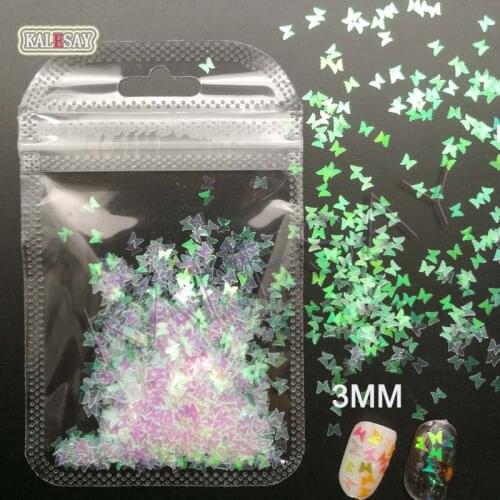Beauty Multicolor 3MM Butterfly Flakes Nail Sequins Holographic Glitter DIY for Spring Summer Nails Manicure Paillettes