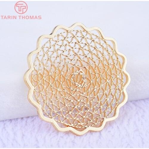 4PCS 23MM 24K Gold Color Plated Brass Hollow Gearwheel Charms Pendants High Quality DIY Jewelry Making Findings