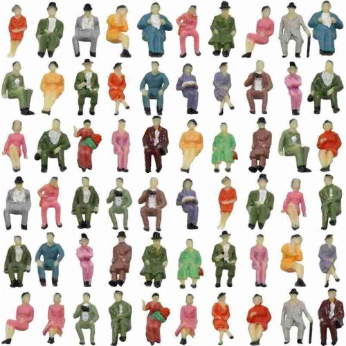 Model Toy Colorful Villain 3.5 Cm 1/50 Scale Model Person Building Train Station Posture Sitting Posture Mixed Color Person