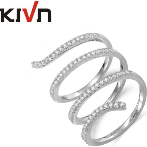 KIVN Fashion Jewelry Delicate Pave CZ Cubic Zirconia Wedding Engagement Rings for Women