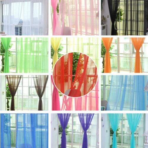 Washable Tulle Door Window Curtain Drape Panel Sheer Scarf Valances Divider Sheer Voile Filtering Daylight Home Decoration