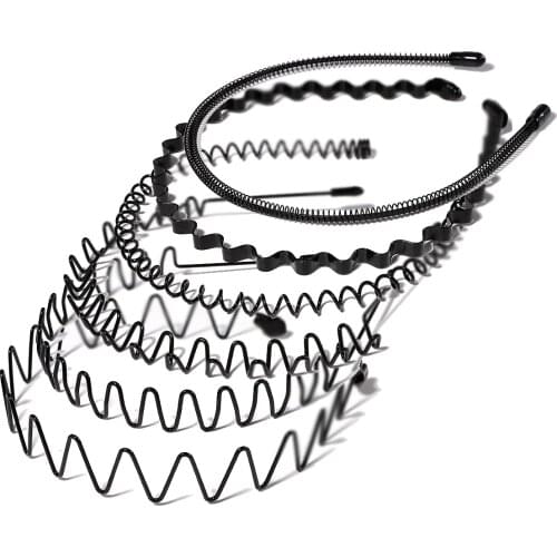 Men Women Unisex Black Metal Wavy Headband Hair Band Head Hoop Band Sport Headbands Headwear Hairband Hair Accessories