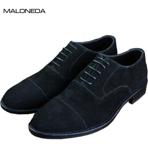 MALONEDA Making Big Size Mens Comfortable Casual Cow Suede Shoes Handmade Lace up Shoes with Goodyear Welted