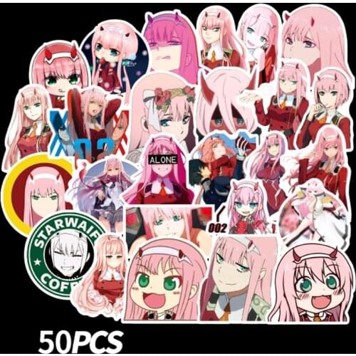Anime DARLING in the FRANXX 02 stickers for computers, suitcases, skateboards, guitars, 50 PVC stickers