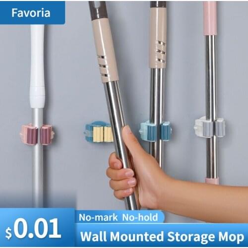 Wall Mounted Storage Mop Organizer Holder Brush Broom Hanger Storage Rack Kitchen Clip Seamless Hook Bathroom Accessories