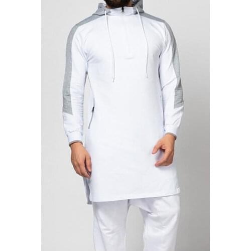 New Men Jubba Thobe Muslim Arabic Islamic Clothing Abaya Dubai Kaftan Winter Long Sleeve Stitching Saudi Arabia Sweater