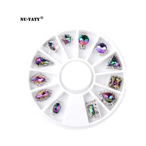 Nu-TATY Nail Manicure turntable jewelry Flame drill Multicolored shaped AB drill does not fall bottom colorful glass drill nail