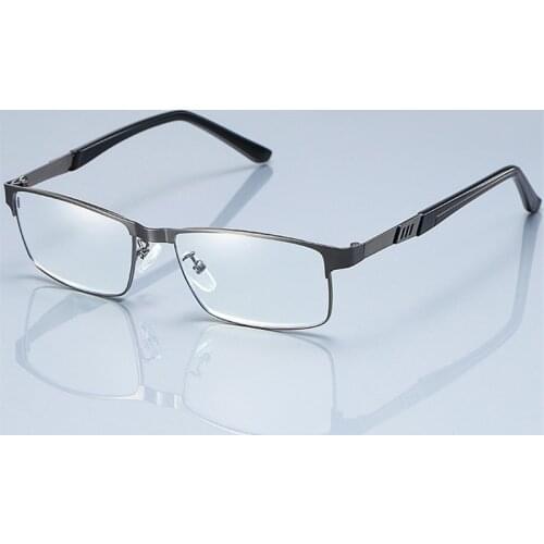 Seemfly New Men Stainless Steel Business Reading Glasses Classic Anti Blue Light Presbyopic Glasses With Diopter +1.0 To + 4.0