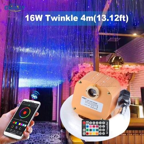 Fiber Optic Light Smartphone APP Bluetooth Control Twinkle Cree chip 16W RGBW Engine Ceiling Star Lights 4m Music Sound Control