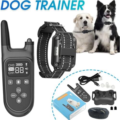Dog Training Collar Anti Bark Device 3 Mode Electric Shock/Vibration/Beep Remote Control Pet Dogs Trainer Bark Stop Equipment