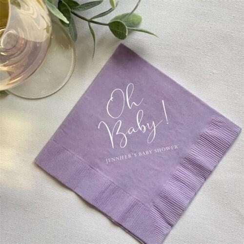 Personalized Shower Napkins Oh Baby! Baby - Foil Stamped Baby Shower Napkins - Custom Oh Baby Napkins - Fall Baby Shower