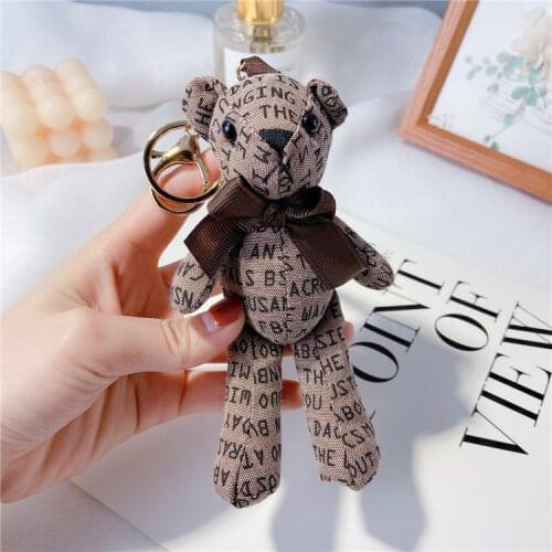 Character letters bear key ring creative doll doll bag pendant mobile gift accessories doll machine accessories