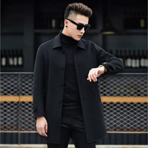 Handmade Double-faced Wool Autumn Cashmere Long Coat Winter Jacket Men Korean Woolen Overcoat Abrigo HombreA1 MY802
