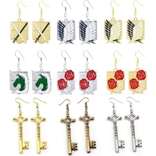 Anime Attack On Titan Giant Legion Flag Logo Drop Earring Women Girl Female Party Trinket Dangle Earrings