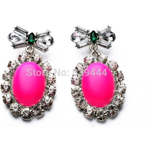 Spring Symbol Elegant Moonstone Cute Shiny Big Gem Stone Transparent Crystal Fashion Earrings