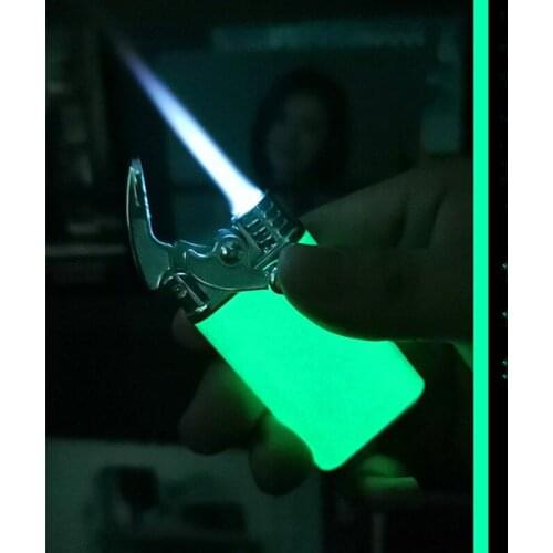 New Windproof Luminous Torch Lighters Jet Metal Gas Butane Inflated Lighter Creative Rocker Arm Cigar Cigarette Lighter Gadgets