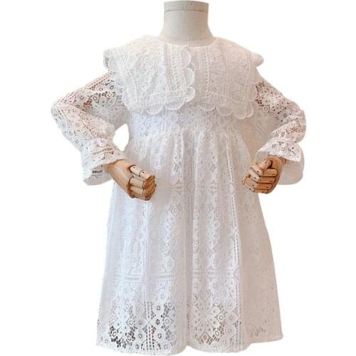 Vintage Dress Age For 1 - 8 Years Baby Girls 2021 New Spring Winter Lace Long Sleeve Dress Princess Evening Gowns Kids Frocks