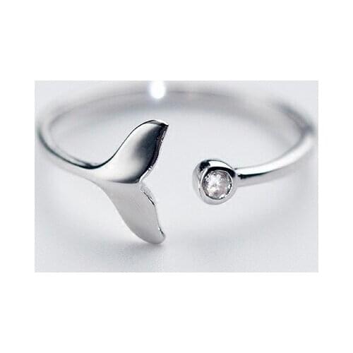 Mermaid Tail Open Rings For Women Adjustable Zircon Dolphin Simplicity Korean Fashion Ocean Style Career Female Party Jewelry