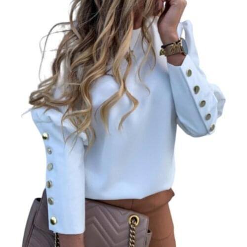 Women Long Sleeve Back Button Chiffon Blouse Shirts Letters Print Loose Casual Shirts Blouses Tops
