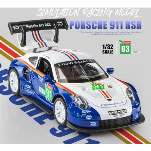 1:32 Porsche 911 GT3 RSR blue car alloy car model simulation car decoration collection gift toy Die casting model boy toy