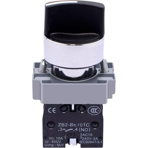 1PCS 3 Position 2NO Momentary Rotary Select Selector Switch XB2BD53C 600V 10A 22mm Mounting Hole
