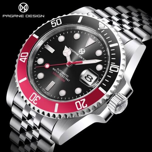 2021 New Mens Mechanical Watch Pagrne Design Top Brand Men Automatic Watch Stainless Steel Waterproof Clock Mens Reloj Hombre