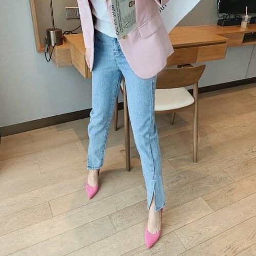 2021 Womens Flare Split Hem Pants Jeans Za For Girls Y2k Clothes Urban Shorts Korean Trouser Suits Capris High Waist Denim Wide