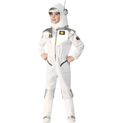2021 White Space Suit Costume Cosplay Astronaut Uniform Halloween Costume for Kids
