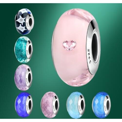2020 Glass Beads Fit Charms Silver 925 Original Bracelets Beads 925 Sterling Silver Gift Jewelry DIY Making Hot Sale