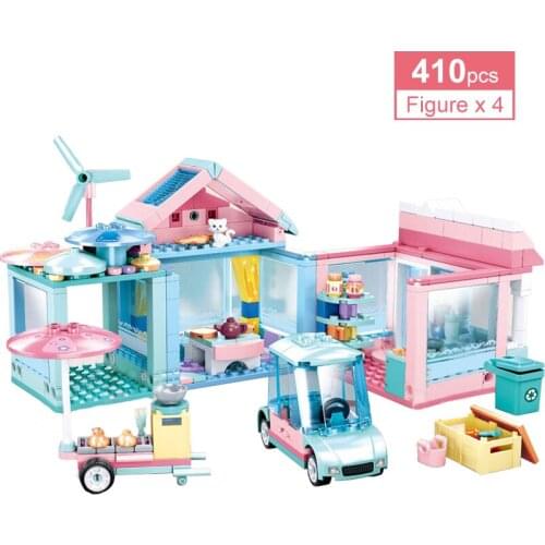 410Pcs Friends Playing House Garden Villa Building Blocks Sets Girls Princess Figures Creator Bricks Educational Toys For Child