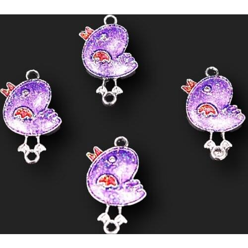 8pcs Handmade Enamel Cute Cartoon Chick Connector DIY Charm Hip Hop Bracelet Anklet Jewelry Crafts Making 21*11mm P769