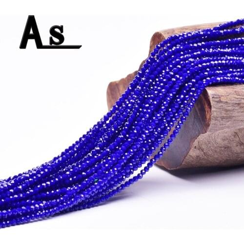 Asingeloo 2mm Natural Blue Crystal Beads For Earrings Making Bracelet Round Stone Loose Strand 15.5" Wholesale