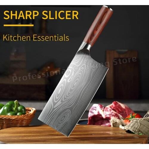 Stainless Steel Damascus Chopping Knife Chef Knife Slicing Knife Household Kitchen Knife Meat Cleaver Cooking Knife