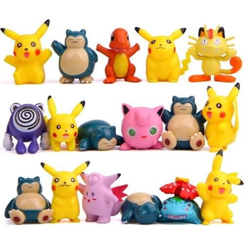 17pcs/lot TAKARA TOMY Pikachu Action Figures Model Toys Cute Venusaur Snorlax Jigglypuff Charmander Figure Children Gifts