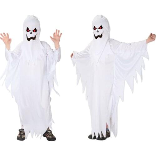 Halloween Purim Carnival Cosplay Boys Hood Ghost Scream Face Costume Killer Robe Scary Halloween Costume For Kids Mask