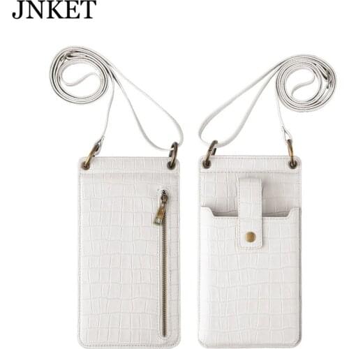 JNKET New Womens Cellphone Pouch Multi-functional Crossbody Bag Retro Mini Shoulder Bag Alligator Pattern Coin Purse