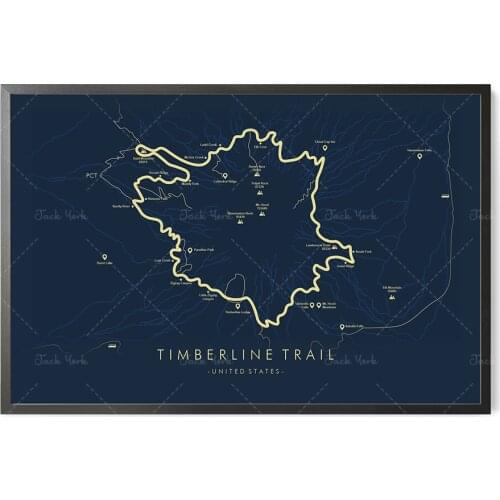 Timberline Trail Map | Mount Hood Trail Poster | Oregon Hiking Poster | Relive your Adventures | Trail Map Art