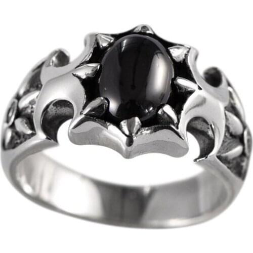 925 sterling silver obsidian sun flower zircon ring mens fashion trend ring