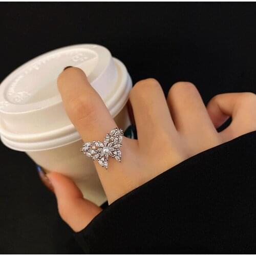 Korean Delicate Butterfly Zircon Open Rings for Women Girls 2021 New Fashion Jewelry Summer Personality Rings Bijoux