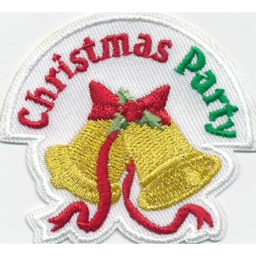 Hot! boy girl cub CHRISTMAS PARTY Gold BELLS Fun Patches Crests Badges SCOUT GUIDES (Size is about 7 * 7 cm)