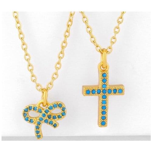 Cross Bow multicolor micro pave cz zircon cubic zirconia necklace copper Clavicle gold plated Snake Chain Choker Pendant ibn4