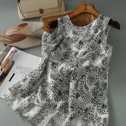 Fashion Printed Sleeveless Loose Tops In Summer 2021 Blouses Casual Free Shipping Items Clothes for Women Sleeveless Blusas 0913