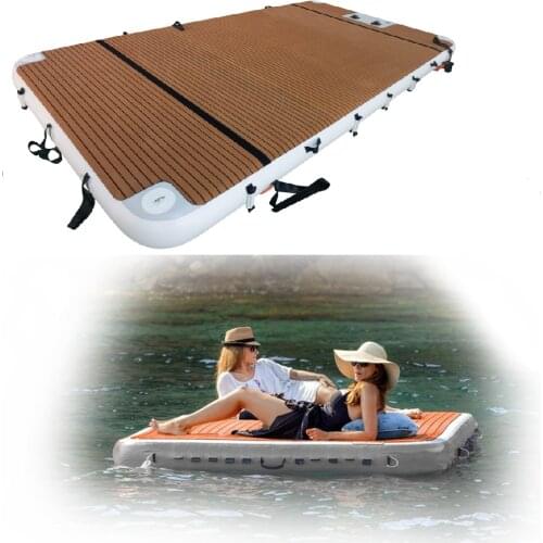 Inflatable Swim Island Floating Raft Inflatable foil Water Jet Ski Dock Floats Platform with ladder for Lake River Water Sports