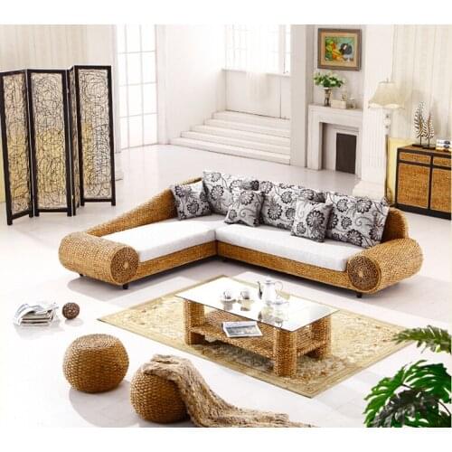 2016 new design fashion leisure handmade rattan sofa living room furniture round stool and tea table