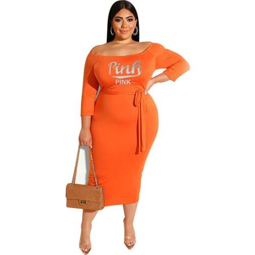 Girdle Sashes One-shoulder Bodycon Dress Letter Printed Dresses Long Sleeve Shesth Autumn Clothes Ropa Mujer Talla Grande